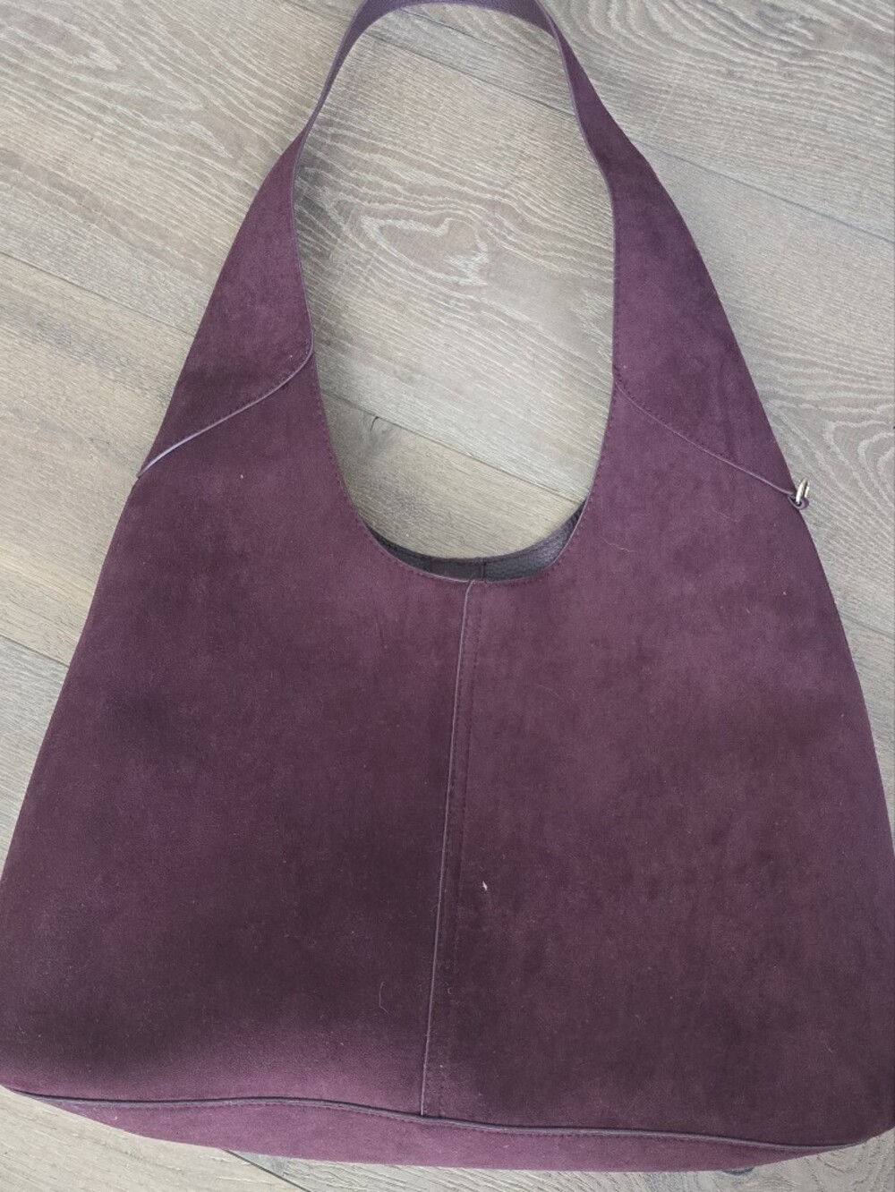 Suede Shoulder Tote Bag in Plum